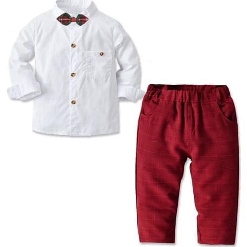 Toddler Boys Clothes Sets 2021 Spring Autumn Long Sleeve Kids Gentleman Outfits Shirt+Pants+Bow Tie Children Clothing Boys Sets
