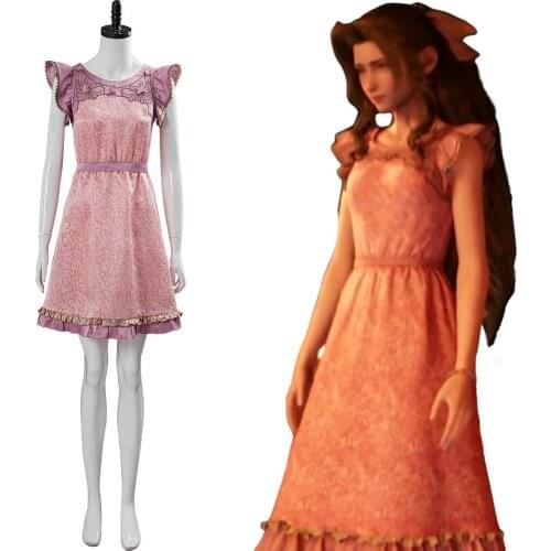 Final Fantasy VII 7 Remake Aerith Cosplay Costume Pink Dress Wall Market For Girls Women Halloween Carnival Costumes