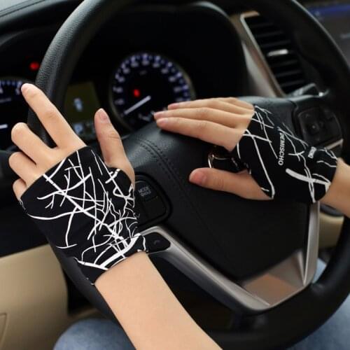 Summer half-finger sunscreen gloves unisex cotton thin section high elasticity covering scars tattoo sports driving and riding