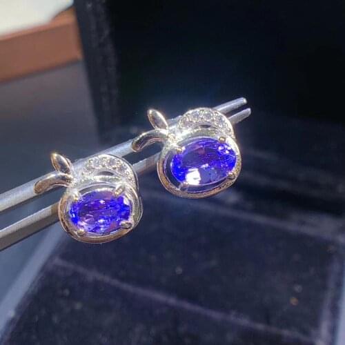 The Best Wedding Gift 100% Natural and real Tanzanite Earring 925 sterling silver Fine jewelry