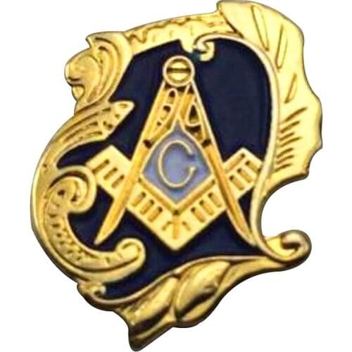 Masonic Lapel Pins Gold Compass And Sqaure Brooch Gifts Badges With Butterfly Clutch,25.4mm