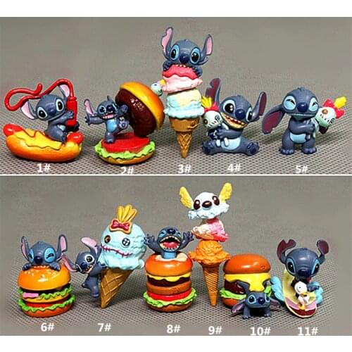 11pcs/set Disney Mini Version Figurines Trumpet Stitch Figure Modle Anime Lilo & Stitch Doll Model Ornaments Doll Toys for Child