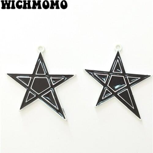 Fashion 2pcs 40MM Big Alloy Drop Oil Stars Charms Pendant for DIY Earrings Necklace Jewelry Accessories