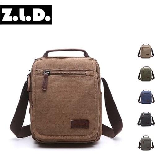 Solid color canvas small vertical section square shape handbag men high quality messenger bag military shoulder bag