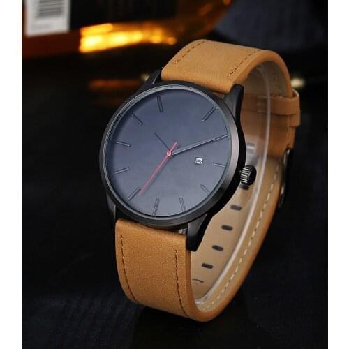 Mens watch minimalist sport mens watches watches leather strap clock Relojes erkek kol saati relogio masculino men watch