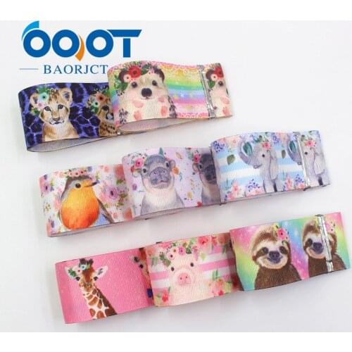 OOOT BAORJCT I-19906-2077,38mm,10yards Cartoon Thermal transfer Printed grosgrain Ribbons,Clothing bow cap DIY decorations