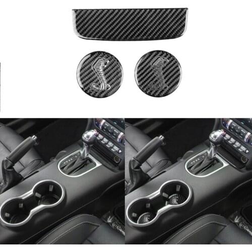 Fit For Mustang 2015-2020 Interior Car Modified Accessories Carbon Fiber Snake Cup Holder Groove Mat Cover Sticker