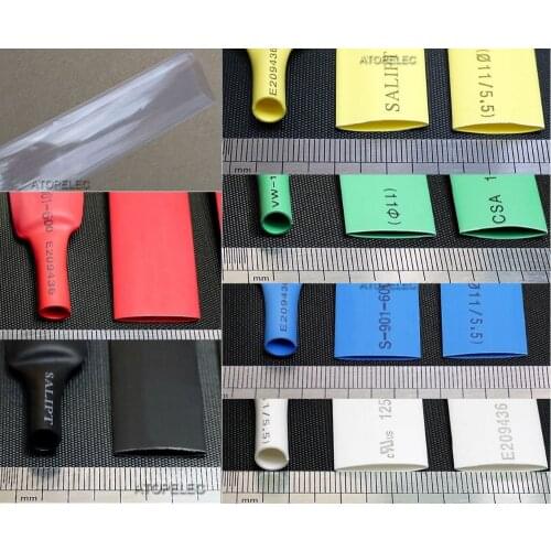 7mm/8mm/9mm/10mm/12mm/14mm/16mm/18mm Diameter Polyolefin 2:1 Heat Shrink Tubing Black/Red/Yellow/Green/Blue/White/Clear