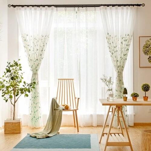 Simple and Moderm Fresh Pastoral Embroidery Screen Curtain Tulle for Living Room and Bedroom Finished Product Customization