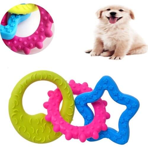 Pet Rubber Toys Dog Biting Ring Toy Soft Rubber Dog Molar Toy Pet Bite Cleaning Tooth Pet Toy Grinding Teeth Educational Toys