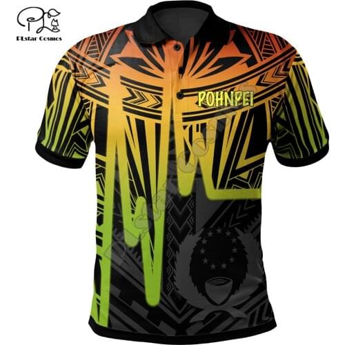 PLstar Cosmos Pohnpei Polynesian Culture Tribe Art Island Tattoo 3DPrint Men/Women Summer Polo Shirts Streetwear Short Sleeve A6
