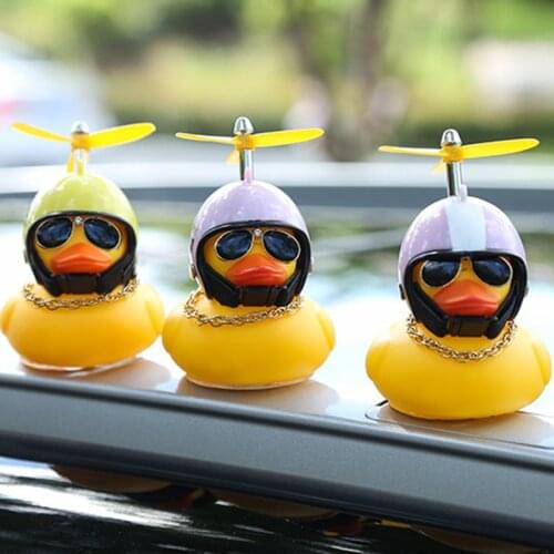 Cute Car Duck with Helmet Broken Wind Small Yellow Duck Road Bike Motor Helmet Riding Cycling Accessories Without Lights