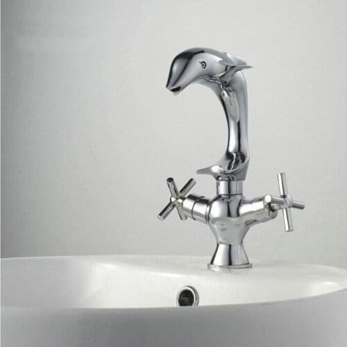 Vidric chrome brass dolphin design bathroom sink faucet basin faucet with double cross handle