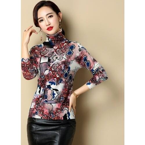 Women Floral Printed Sweater Autumn Winter Patchwork Colors Jumper Ladies Vintage Printing Sweates Long Sleeve Knitwear Tops