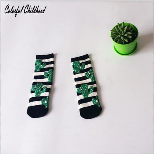 0-3y baby cotton socks kids boy and girl cactus print Socks children leg warmer stripe