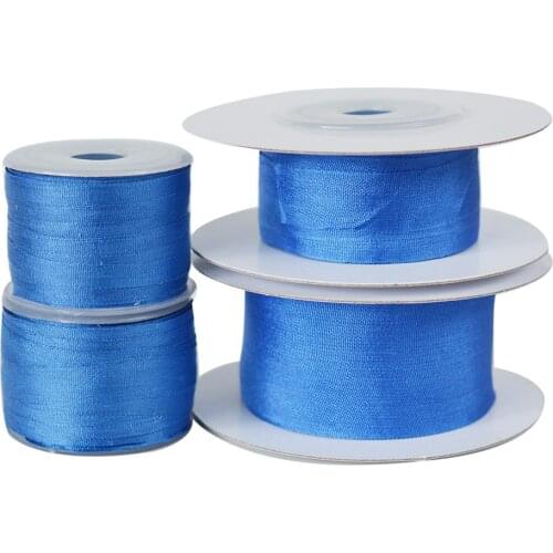 242 Blue 100% Real Pure Silk Embroidery Ribbon Handcraft,Double Face Thin Taffeta Silk Tape 2/4/7/10/13/25/32mm,10/30/100m