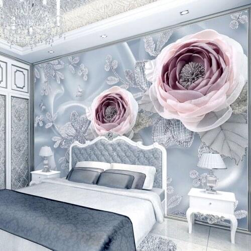 8D Papel Murals 3d Lace Flower Mural Wallpaper for Wedding Room TV Background Flower-mural 3D Wall paper 3d Wall Photo Murals