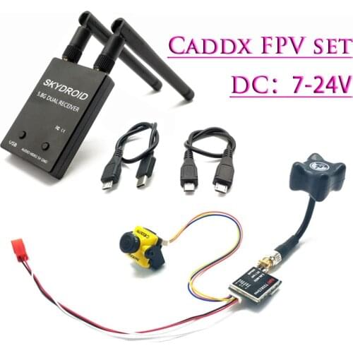 5.8G 150CH Skydroid OTG UVC Receiver Dual Antenna and 600mW Lancher Caddx Turbo Micro F2 CMOS 1200TVL FPV Camera for RC Car Boat