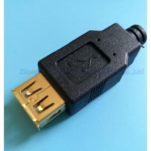 5set Gold plating 2 in 1 2.0 usb connector plug A Female USB Welded plug With Sheath