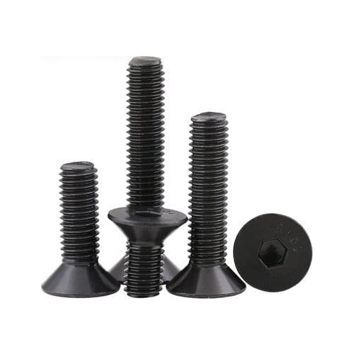 5pcs 3/8-16 allen screws countersunk head inner hexagon screw flat bolts mechanical bolt system 10.9 class high strength black