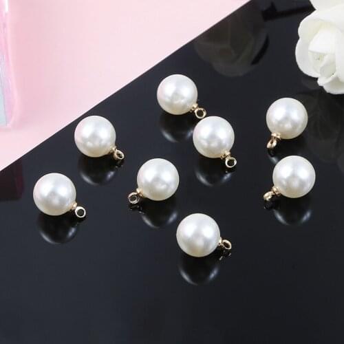 6mm/8mm/10mm 10pcs Crimp End Beads Charms DIY Making Jewelry Imitation Pearl Earrings Pendant Accessories