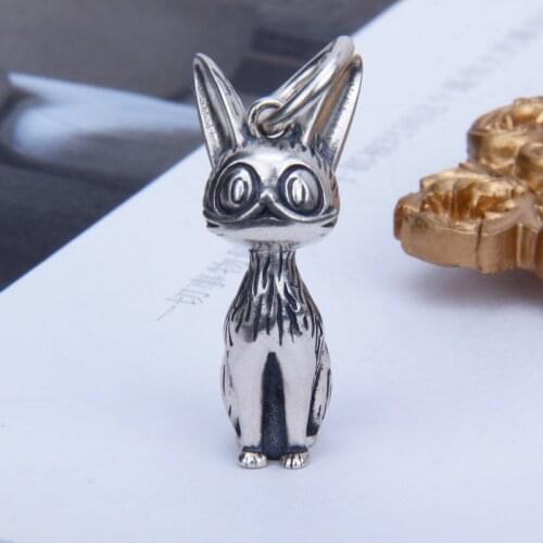 925 Sterling Silver Animal Fox Pendant Necklace for Women Girl Gift Retro Silver Fox Fine Jewelry