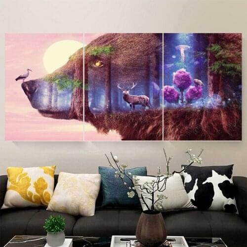 Illusory Forest Animal 5D Diy Diamond Painting Full Round Cross Stitch KIts Mosaic Embroidery Sale Living Room PostersZP-3684