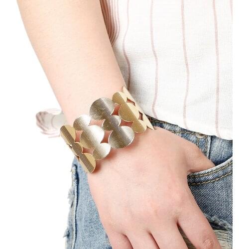 Fashion Geometric Hollow Wide Metal Bangle For Women Maxi Punk Bracelet Cuff Bangle Bohemian Female Party Jewelry Accessories