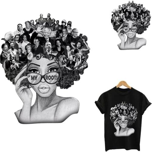 Iron-on transfers for clothing stickers Black women my roots iron on patches appliques thermo stickers on clothes custom patch