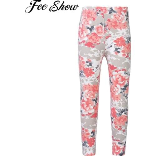 Kids Girls Leggings Cotton Fashion Printed Pants Children Trousers Sports Yoga Dance Gymnastics Leggings For 3-12Y Girls Clothes