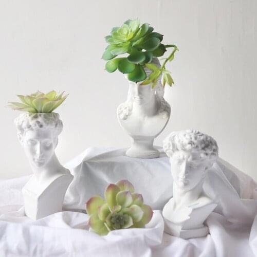 Imitation Plaster David Head Vase Home Decoration Creative New Resin Figure Statue European Flower