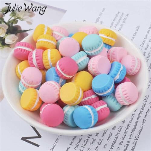 Julie Wang 20PCS Resin Artificial Food Cream French Dessert Macaron Cake Charms Pendants Jewelry Making Accessory Table Props