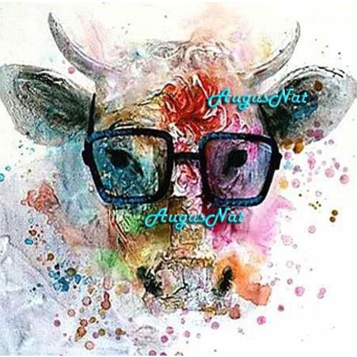 Cow diamond painting full square abstract wall art animals needlework kits oil painting handmade craft gifts diamond embroidery