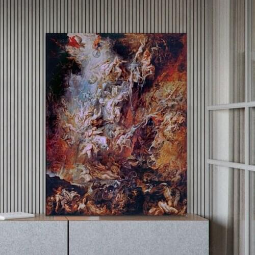 The Fall of the Damned Religious Painting Printed On The Canvas Posters Classic Wall Art Picture For Living Room Home Decor
