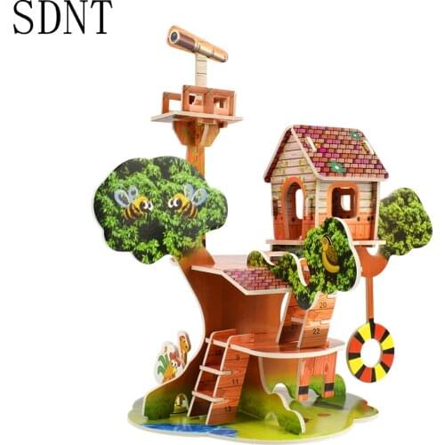 Cardboard 3D Puzzle Educational Toys for Children iq Games Hobby Assemble Cartoon Building Harmonious Park Model DIY Kids Gifts