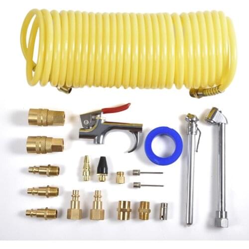 20 Pcs Air Compressor Accessory Kit Includes 25ft Recoil Air Hose Blow Gun & Tyre Quick Connector/Pneumatic Tool