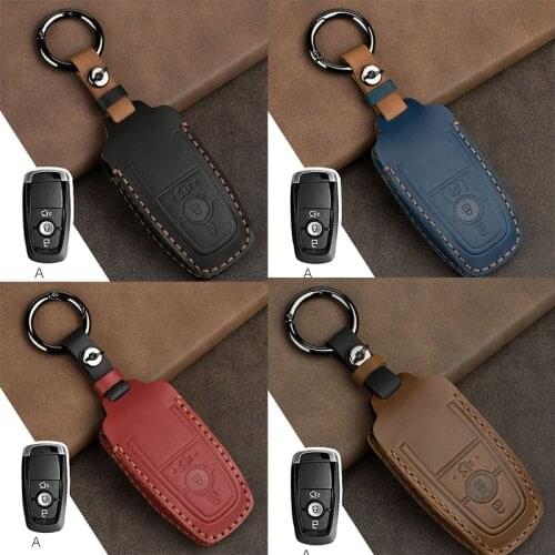 Leather Car Key Cover Case For Ford Fusion Mondeo Mustang Explorer Edge EcoSport For Lincoln Mondeo MKC MKZ MKX