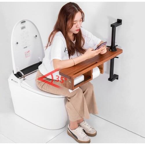 Bathroom Fixture Multifunctional Storage Table Elderly Toilet Handrail folding Wooden Wall Shelf Bathroom Accessories Creative