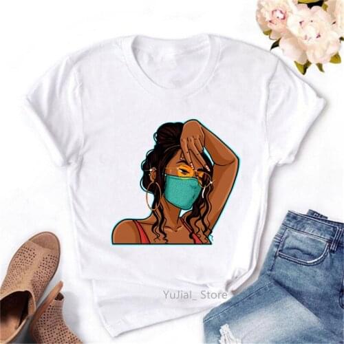 Cool Black Girl Wearing Glasses Print Tshirt Women Melanin Poppin T Shirt Femme Harajuku Shirt Tumblr Clothes T-Shirt