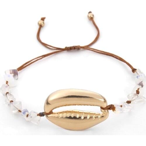 Summer Fashion Clearance Beach Bohemian Golden Silver Plated Adjustable Bracelet Rope Chain Bracelet Alloy Shell Accessories