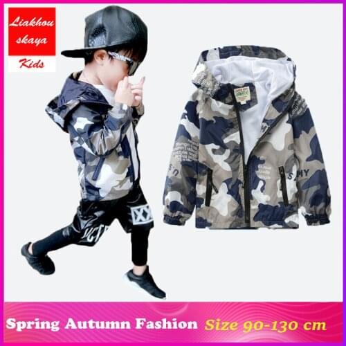 Liakhouskaya 2018 Baby Boy Jacket Girls Outwear Childrens Jackets Hooded For Boys Handsome Kids Spring Camouflage Windbreaker