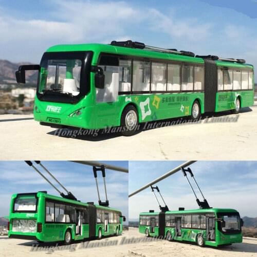 1:32 Scale Binodal Two-Section Travel Tourist Bus Diecast Alloy Metal Collection Car Model Pull Back Sound&Light Toys Vehicle