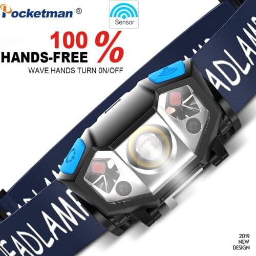 7000LM Mini LED HeadLamp Rechargeable Body Motion Sensor LED Bicycle Head Light Lamp With USB Outdoor Camping Flashlight