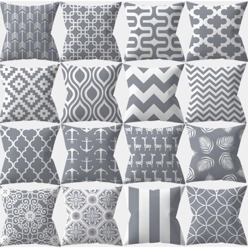 Geometric Cushion Cover 45x45 Polyester Gray Pillowcase Sofa Cushions Decorative Throw Pillows Cover Home Decor Pillow Cases