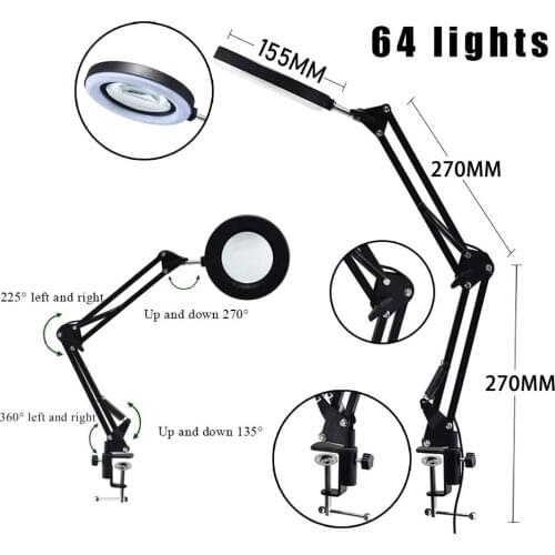 2021 NEW Magnifying Glass with LED Light Third Hand Soldering Tool Desk Clamp USB 10X Magnifier Welding/Reading Table Lamp