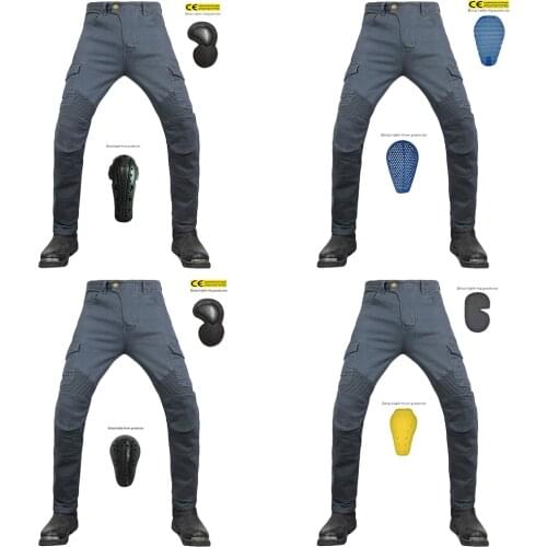 Brand New Mens Motorcycle Leisure Motocross Pants Outdoor Riding Gray Jeans With Protective Equipment Knee Gear Hip Pads 2021