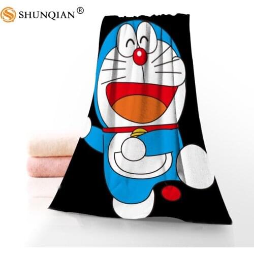 New Custom Doraemon Towel Printed Cotton Face/Bath Towels Microfiber Fabric For Kids Men Women Shower Towels A7.24