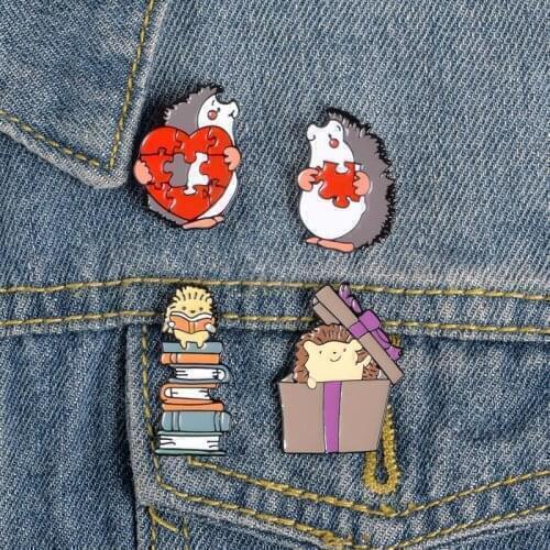 New Arrival Lovers Enamel Pin Books Gift Love Puzzles Brooch Bag Clothes Lapel Pin Badge Fun Animal Jewelry Gift Kids Friends