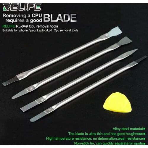 RELIFE Glue removing knife CPU Disassembly Separation Glue 5-in-1 Removal Tool for iPhone iPad Laptop Lcd CPU Clear