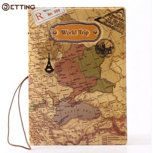 1PCS World Trip Map Travel Passport Covers for Men , PVC Leather ID Card Bag Passport holder Passport Wallets 14*9.6cm
